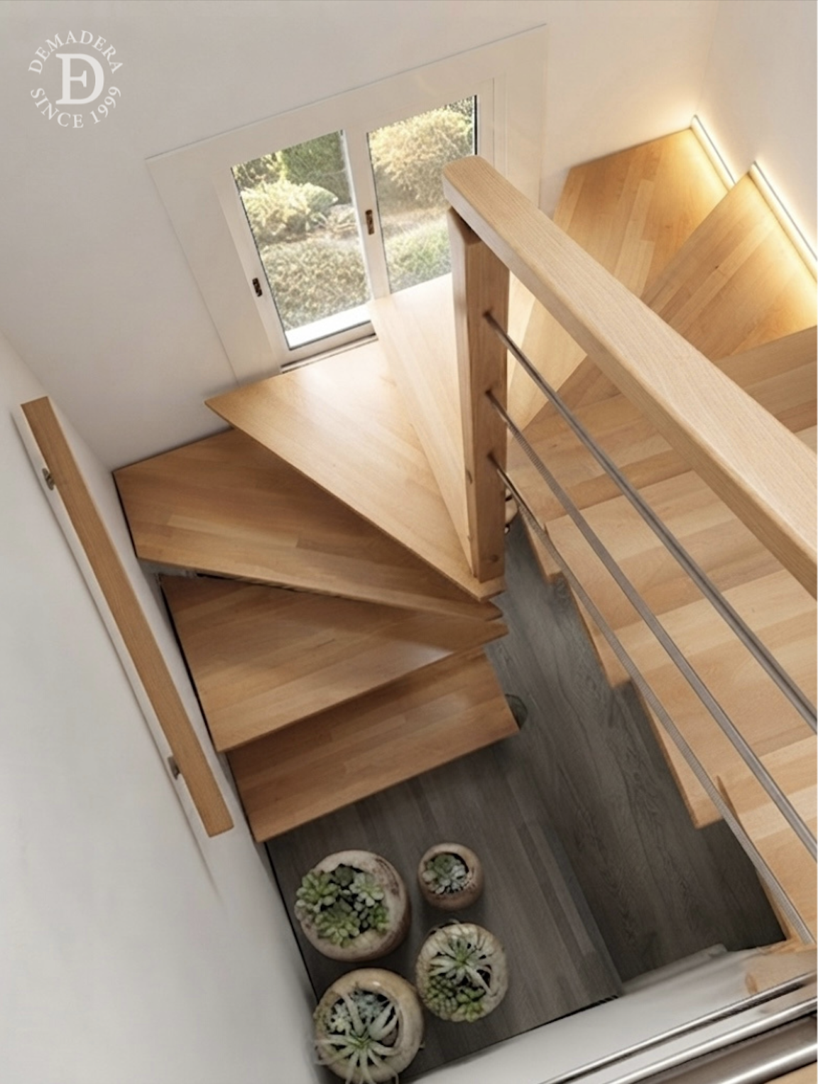 Escalera flotante de madera